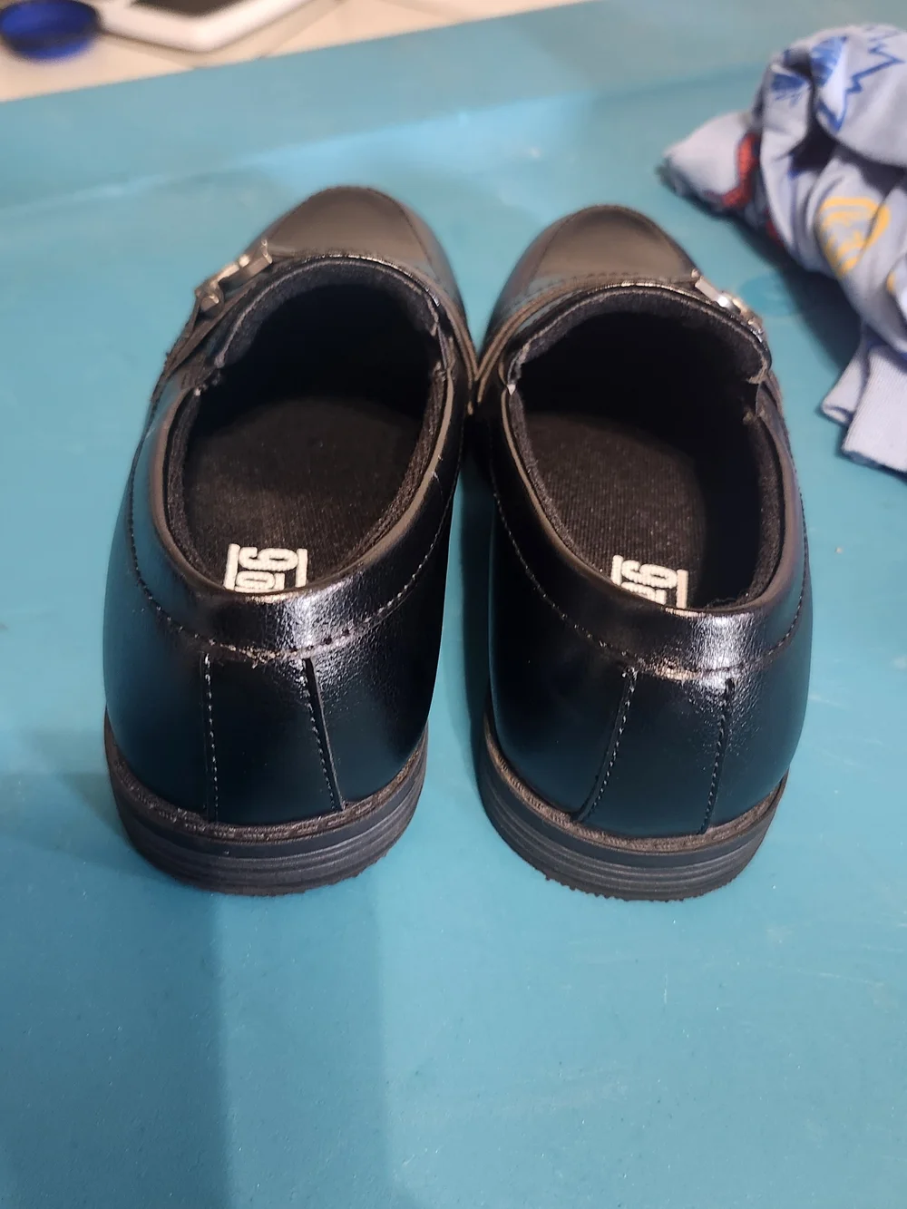 Black Leather Slip-On Loafers for Boys